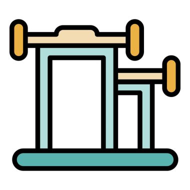 Jimnastik ekipmanı ikonu ana hatları vektörü. İp atlama. Egzersiz oyunu renk düzlüğü