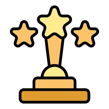 Yıldız Kupası ikonu ana hatları vektörü. Film şovu. Festival yeri rengi düz