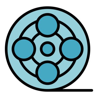 Sinema makarası ana hatları vektörü. Film şovu. Festival yeri rengi düz