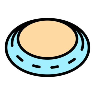 Yuvarlak yarış pisti ikonu ana hatları vektörü. Yarış pistine başla. Araba yolu rengi düz