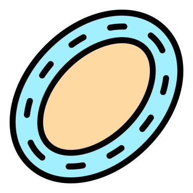 Oval yarış pisti ikonu ana hat vektörü. Devreyi başlat Araba yolu rengi düz