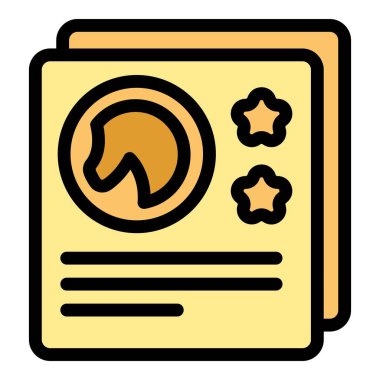 Jokey spor cv simgesi ana hatları vektörü. Yarış atı. Derbi parçası rengi düz