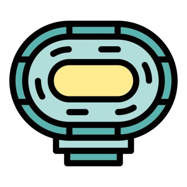 Üst görünüm hipodrom ikon ana hatları vektörü. Yarış sporu. Hızlı renk düz koş