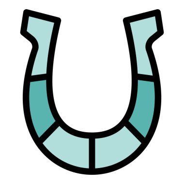 At nalı ikonu ana hat vektörü. At jokeyi. Derbi parçası rengi düz