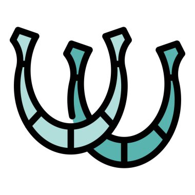 Ön at nalı ikonu ana hat vektörü. At yarışı. Derbi bahis rengi düz