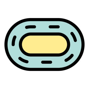 Hipodrom ikon ana hatları vektörü. Derbi sporu. At jokeyi rengi düz