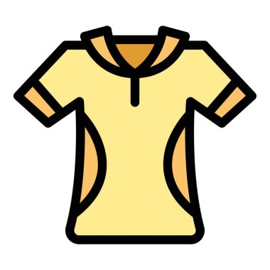 Jokey polo tişört ikonu ana hatları vektörü. Yarış atı yarışı. İz at rengi düz