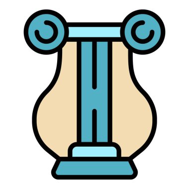 Müze arp simgesi ana hat vektörü. Eski bir gezi. Eski geçmiş rengi düz