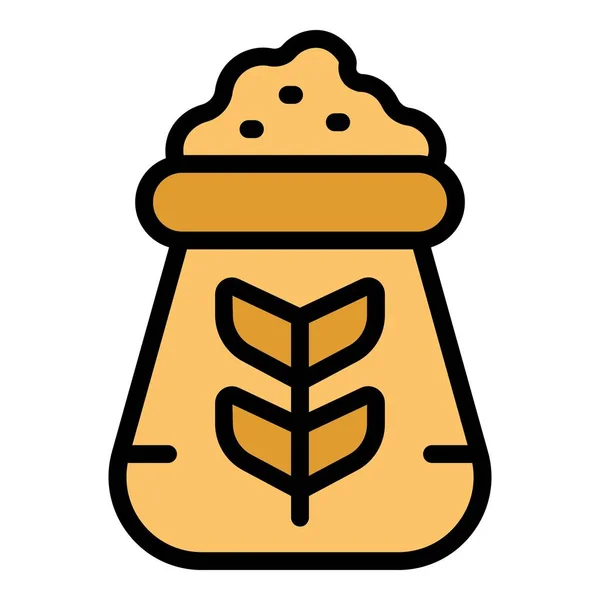 小麦袋图标轮廓矢量 书的配方大厨菜色扁平 — 图库矢量图片