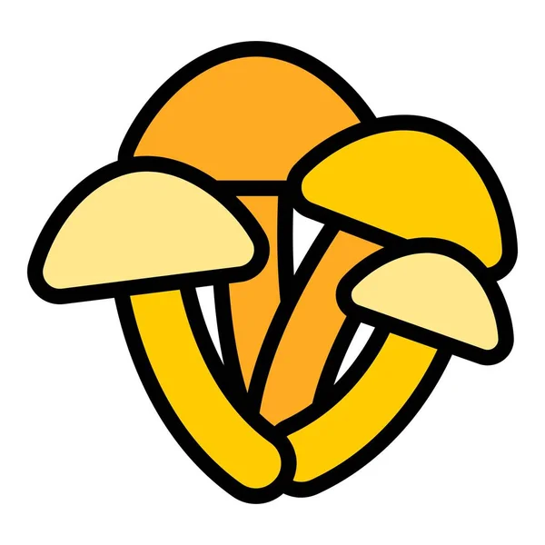 Shitake蘑菇图标勾勒病媒 中国真菌 食物芝士色扁平 — 图库矢量图片