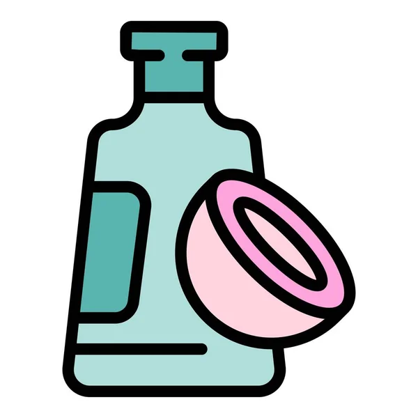 Coco Shampoo Icon Outline Vector Milk Cream Natural Product Color — Stock Vector