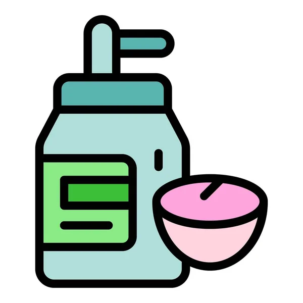 椰子油图标轮廓矢量 可可化妆品 肥皂设计色彩扁平 — 图库矢量图片