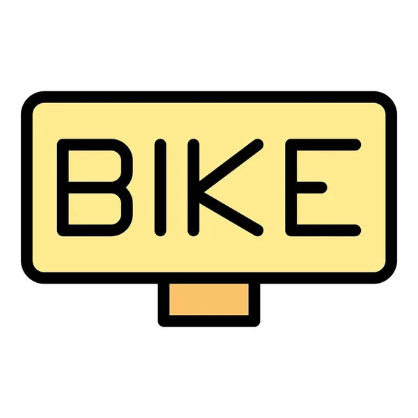 Bannière Vélo Icône Contour Vecteur Parking Rack Station Couleur Plat — Image vectorielle