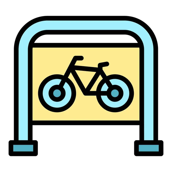 Parque Área Bicicleta Lugar Ícone Contorno Vetor Parque Estacionamento Stand — Vetor de Stock