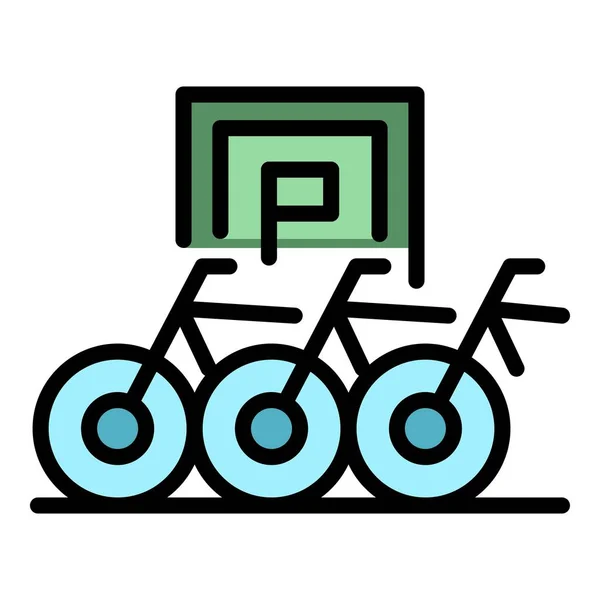 Tráfico Bicicleta Estacionamiento Icono Contorno Vector Stand Station Ciudad Transporte — Vector de stock