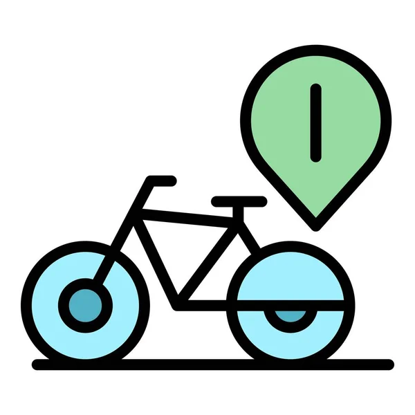 Bicicleta Alquiler Ubicación Icono Contorno Vector Área Lote Ciclo Parque — Vector de stock