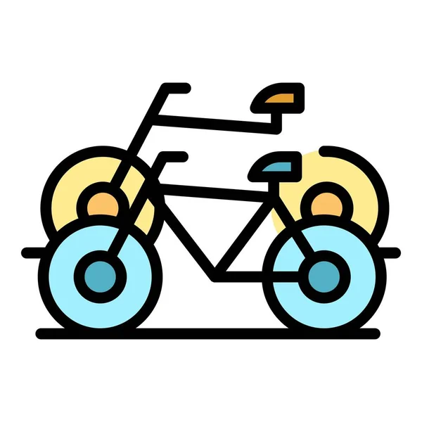 Umrissvektor Für Fahrradsymbole Fahrradpark Fahrradabstellplatz Farbe Flach — Stockvektor