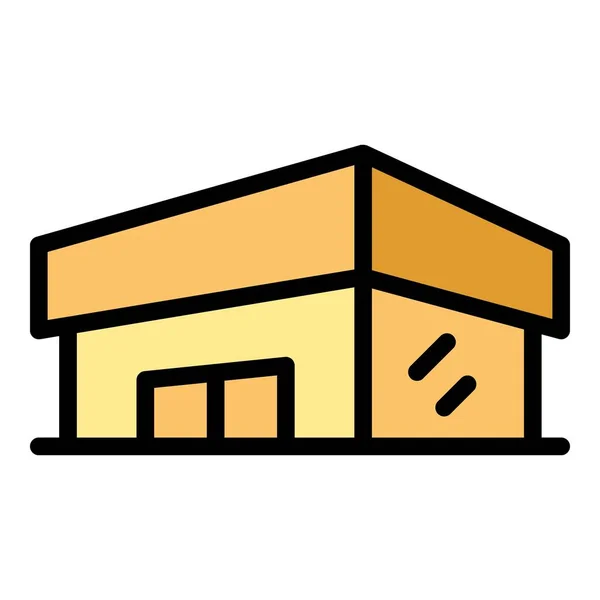 Ikona Sklepu Spożywczego Centrum Budynku Nowoczesne Centrum Kolor Płaski — Wektor stockowy