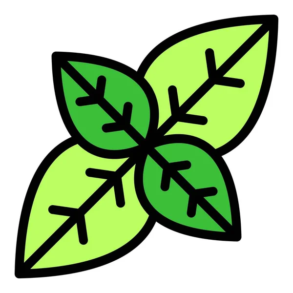 Oregano Symbol Umrissvektor Von Oben Kräuterpflanze Lebensmittelsalat Farbe Flach — Stockvektor
