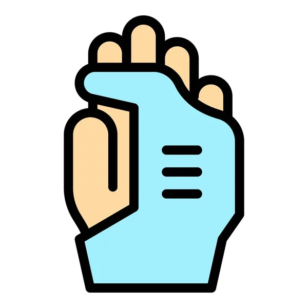 Spezielle Sport Handschuh Symbol Umrissvektor Kistenweise Winterschutz Farbe Flach — Stockvektor