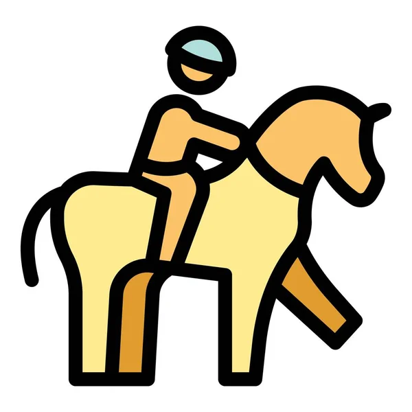 Jockey Pferd Cup Ikone Umrissvektor Derby Pferd Rennsport Farbe Flach — Stockvektor
