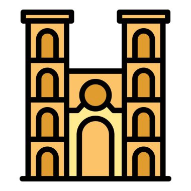 Güçlü bir Paris evi ikonu taslak vektörü. Opera simgesi. Seyahat kulesi rengi düz