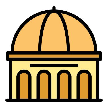 Seyahat simgesi ana hat vektörü. Opera binası. Şehrin ünlü rengi.