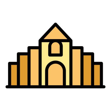 Şehir simgesi ana hat vektörü. Dünyaca ünlü. Seyahat mimarisi rengi düz