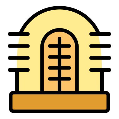 Güvenlik lastik tekne ikonu ana hat vektörü. Okyanus suyu. Yelek rengi düz