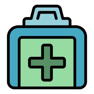 Su ilkyardım seti ikonu ana hatları vektörü. Güvenlik ceketi. Okyanus ekipmanı rengi düz