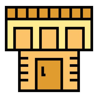 Lüks villa ikonu ana hatları vektörü. Modern ev. Garaj köyünün rengi düz