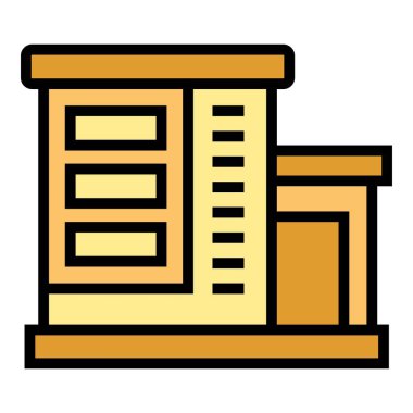 Modern villa simgesi ana hat vektörü. Kulübe binası. Emlak rengi düz