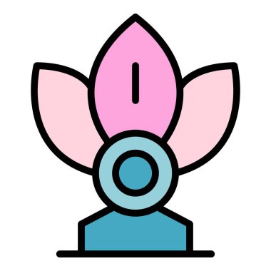 Asya çiçek ikonu ana hat vektörü. Şehir simgesi. Asya seyahat rengi düz