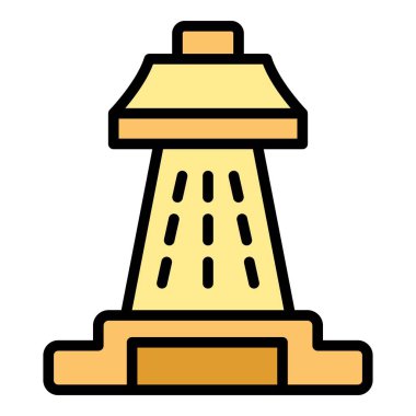 Singapur heykeli ana hatları vektörü. Şehir yolculuğu. Kule müzesi rengi düz