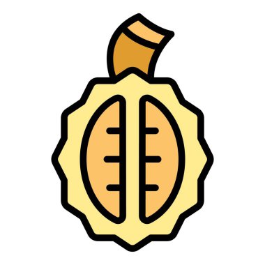 Ejderha meyve ikonu ana hatları vektörü. Asya 'ya git. Kule gündüz rengi düz