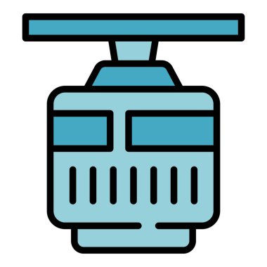 Seyahat et dağ kabini ikonu ana hat vektörü. Şehir haritası. Gün kulesi rengi düz