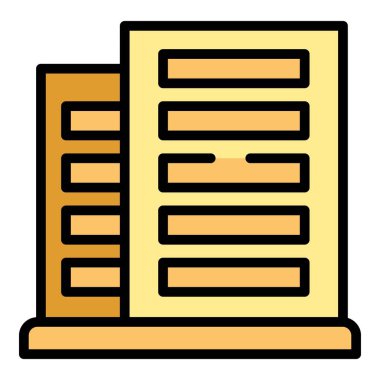 Şehir binası ikon ana hatları vektörü. Slovakya haritası. Kale amblemi rengi düz