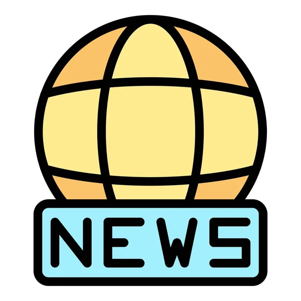 Globale Nachrichtensymbole Umreißen Vektor Medienstudio Kamera Live Farbe Flach — Stockvektor