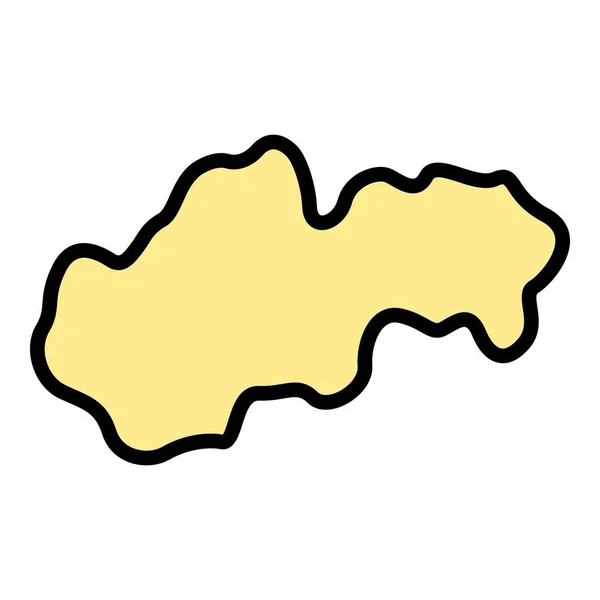 スロバキアのランドマークのアイコンアウトラインベクトル スロバキアの地図 街の色を平らに描画する — ストックベクタ
