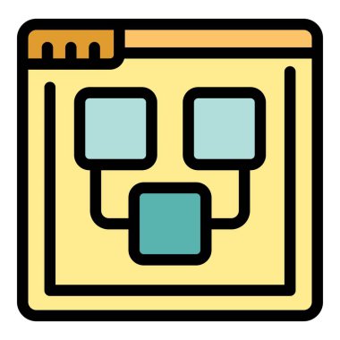 Çevrimiçi oyun ikonu ana hatları vektörü. Satranç hikayesi. Turnuva tahtası rengi düz