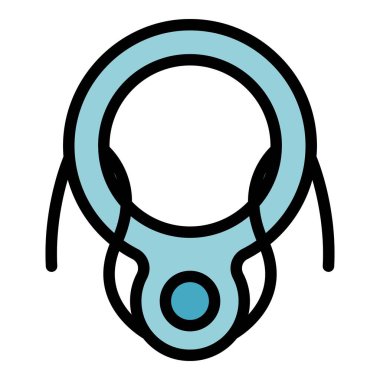 İp parkı araç simgesi ana hatlı vektör. Orman ağacı. Ekstrem spor rengi düz