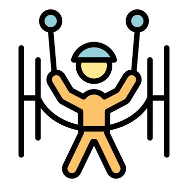 Ekstrem halat simgesi ana hat vektörü. Park macerası. Orman merdiveni rengi