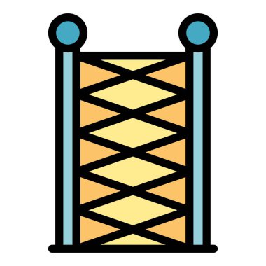 Duvar simgesi ana hat vektörüne tırman. İp parkı. Etkin spor rengi düz