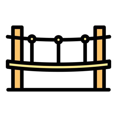 İp simgesine tırman. Park macerası. Ağaç ormanı rengi düz