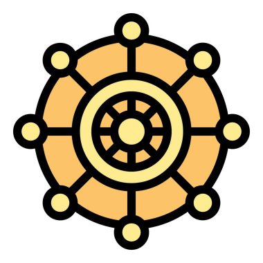 Nakış işi tekerlek ikonu ana hatları vektörü. Sanat eseri. El bileziği rengi düz