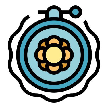 Yaratıcı nakış ikonu ana hatları vektörü. Sanat atölyesi. Kumaş stüdyo rengi