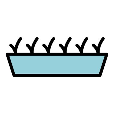 Saksı ikonu ana hatları vektörünü yerleştir. Sığır sürüsü. Süt hayvanı rengi düz