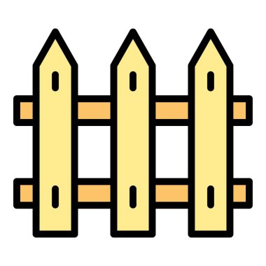 Bahçe çiti ikonu ana hat vektörü. Süt ineği. Hayvan eti rengi düz