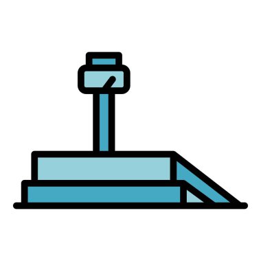 Çiftlik ölçekli ikon ana hatları vektörü. İnek hayvanı. Sığır eti rengi düz