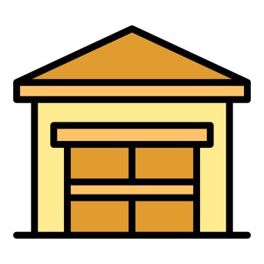 Çiftlik binası ikon ana hatları vektörü. İnek cinsi. Süt zebu rengi düz